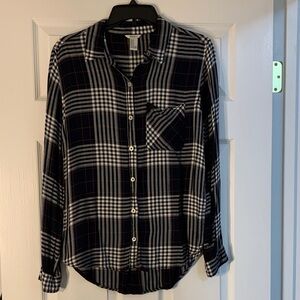Forever 21 Navy and Red Plaid Shirt